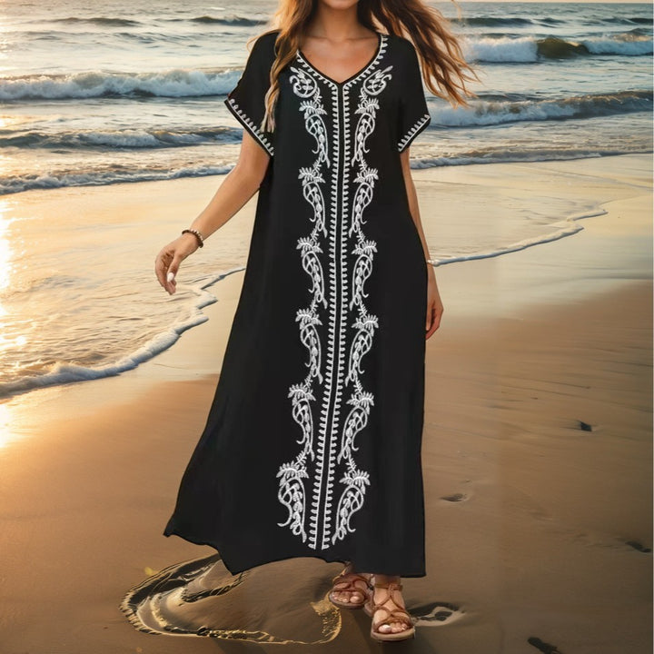 Damen eleganter Strandüberwurf mit filigranem Stickereidesign Echo Archiv