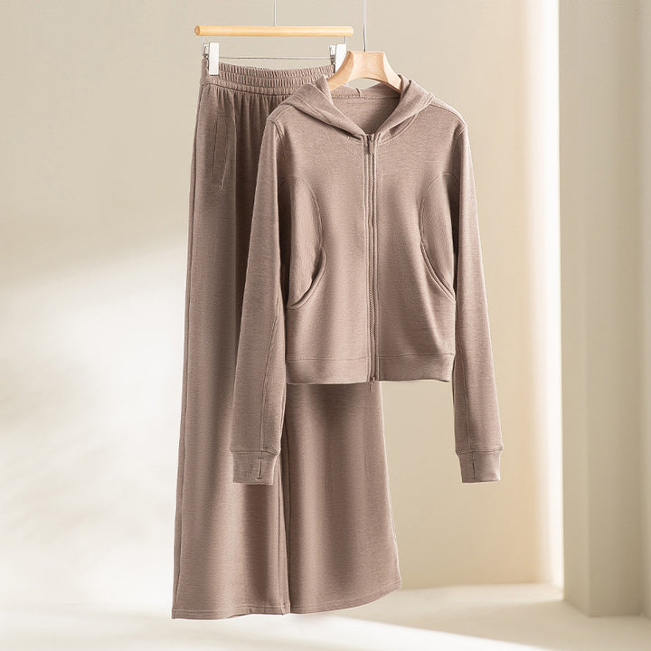 Damen Cropped Kapuzenjacke mit Reißverschluss und konturierten Eingrifftaschen Echoarchiv