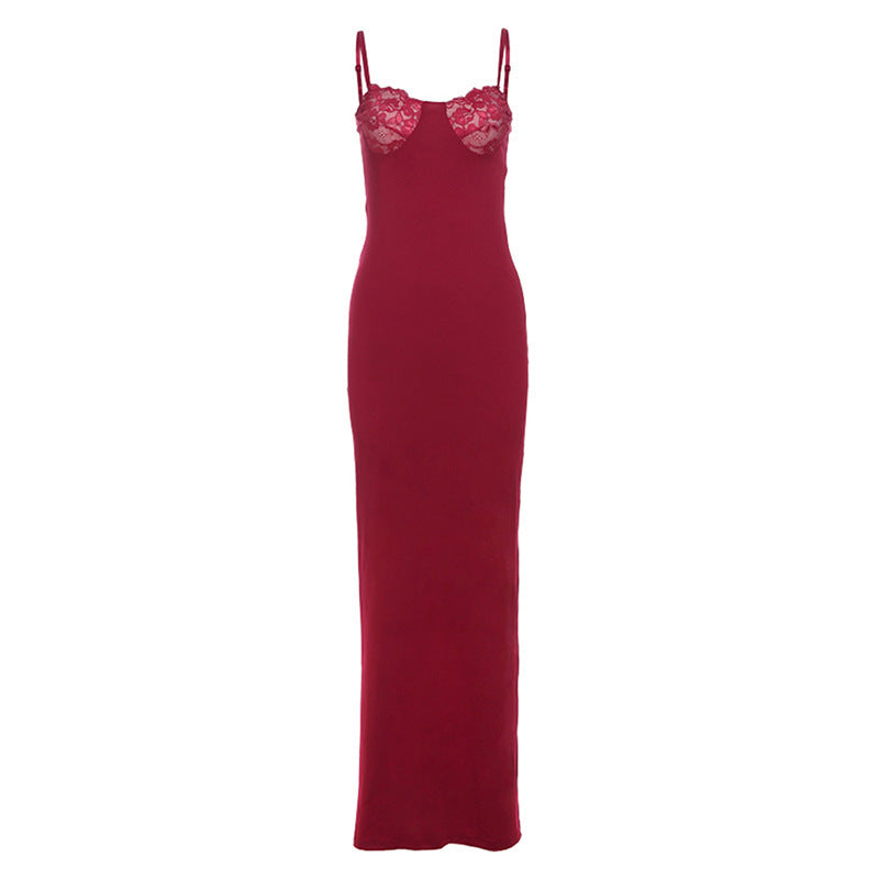 Damen Elegantes Maxikleid mit Spitzenoberteil und figurbetontem Schnitt Echo Archiv