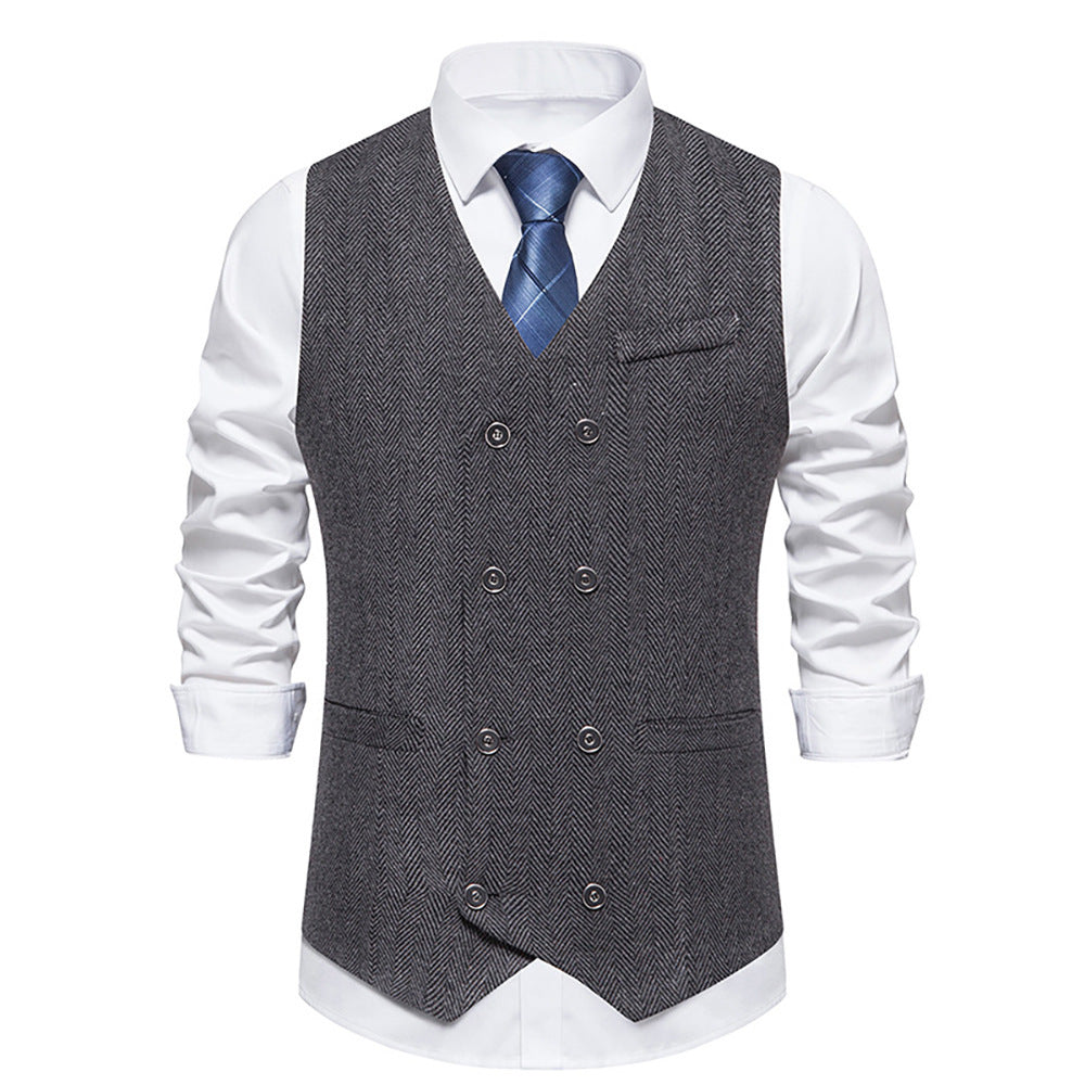 Herren elegante Doppelreiher-Weste im strukturierten Design Echoarchiv