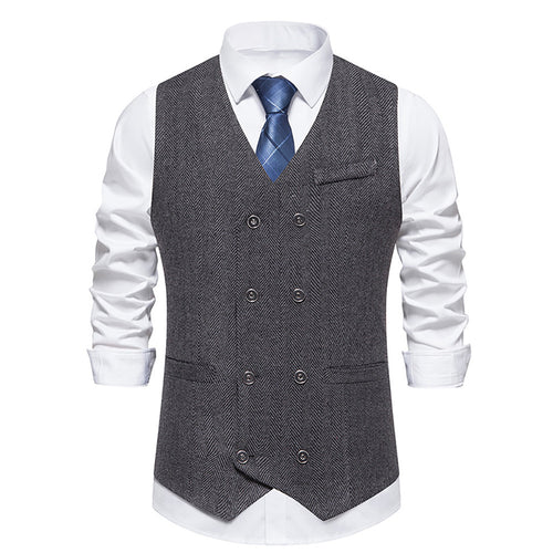Herren elegante Doppelreiher-Weste im strukturierten Design Echoarchiv