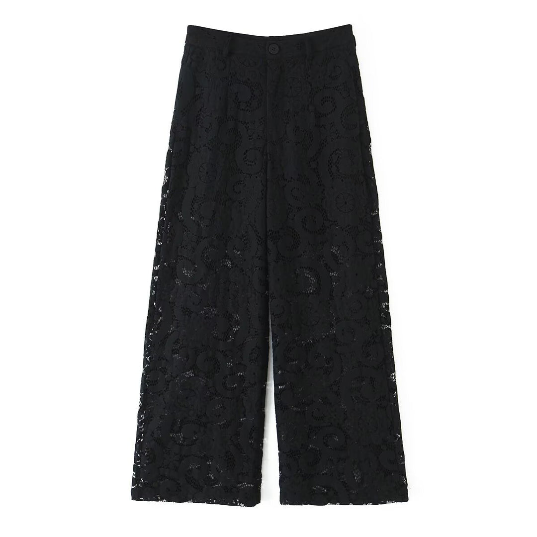 Damen Weite Spitzenhose mit hoher Taille und gefütterter Innenlage Echo Archiv