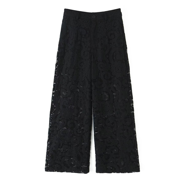 Damen Weite Spitzenhose mit hoher Taille und gefütterter Innenlage Echo Archiv
