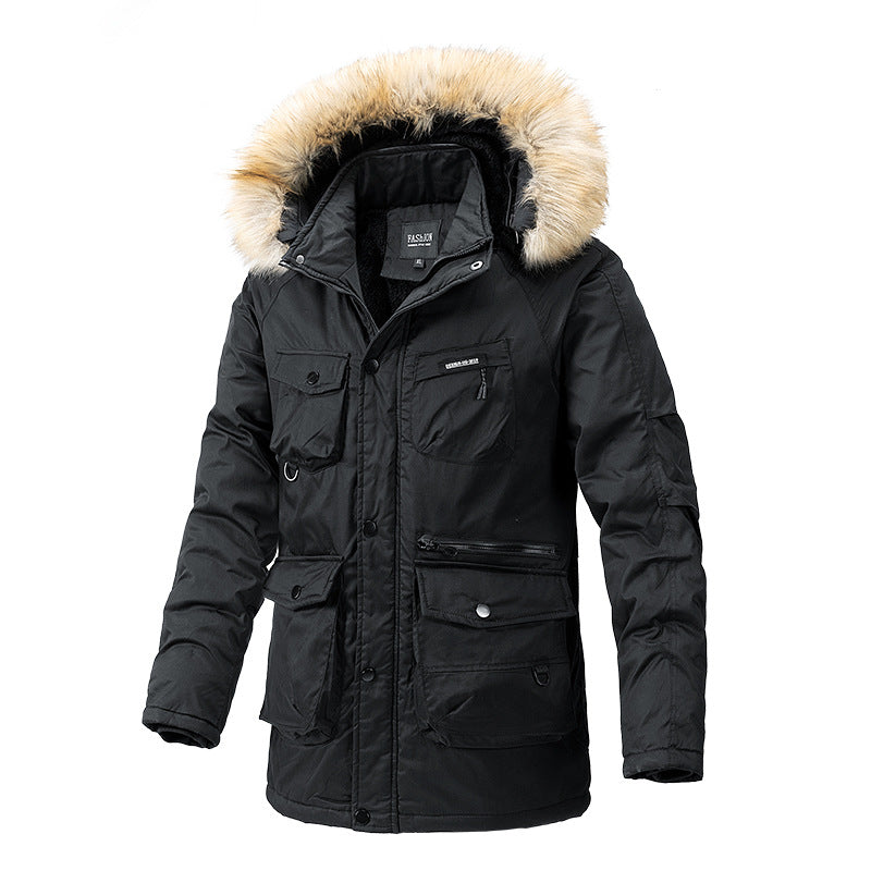 Herren isolierte Winterjacke mit abnehmbarer Kapuze und vielen Taschen Echoarchiv
