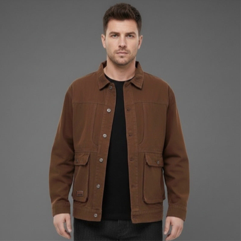 Herren Canvas-Utility Overshirt mit großen Pattentaschen und entspanntem Schnitt Echo Archiv