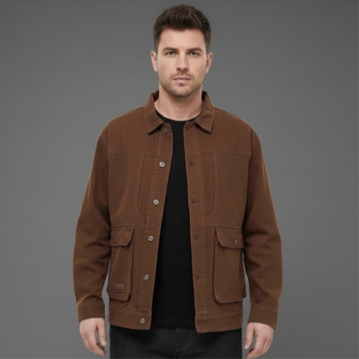 Herren Canvas-Utility Overshirt mit großen Pattentaschen und entspanntem Schnitt Echo Archiv