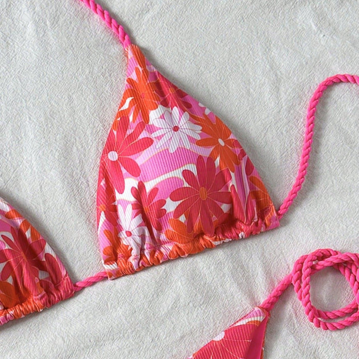 Damen Floral-Design Triangel-Bikini mit seitlichen Bindebändern Echo Archiv