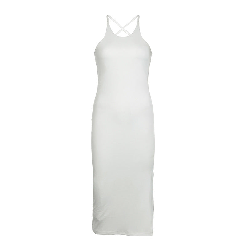 Damen figurbetontes Maxikleid mit seitlichen Schlitzen und hochwertigen Bindeträgern Echo Archiv