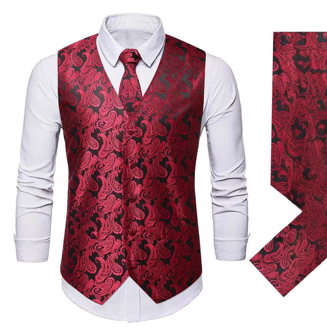 Herren nan Paisley Satin Anzugweste Set mit Krawatte und Einstecktuch Echo Archiv