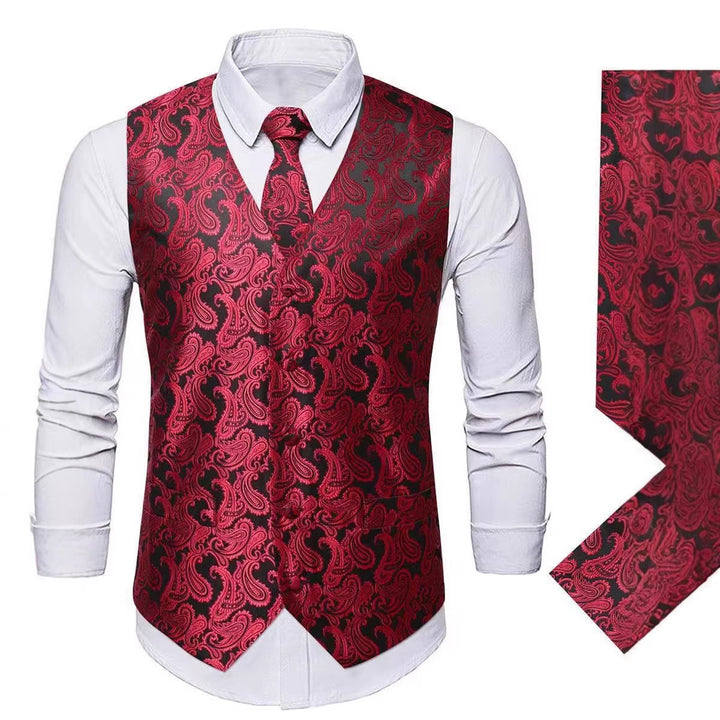 Herren nan Paisley Satin Anzugweste Set mit Krawatte und Einstecktuch Echo Archiv