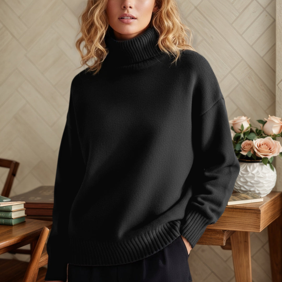 Damen nan Oversize Rollkragenpullover aus Feinstrick mit gerippten Bündchen Echo Archiv