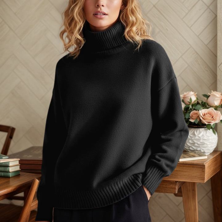 Damen nan Oversize Rollkragenpullover aus Feinstrick mit gerippten Bündchen Echo Archiv