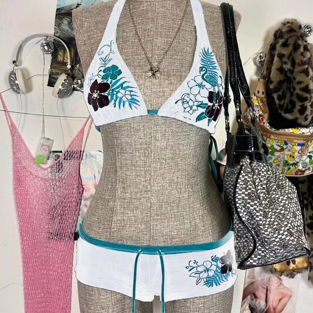 Damen-Bikini-Set mit floralem Design und verstellbaren Trägern Echo Archiv