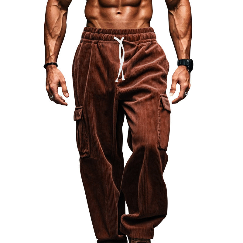 Herren nan oversized Cord-Cargohose mit elastischem Kordelzugbund und Mehrfachtaschen Echo Archiv