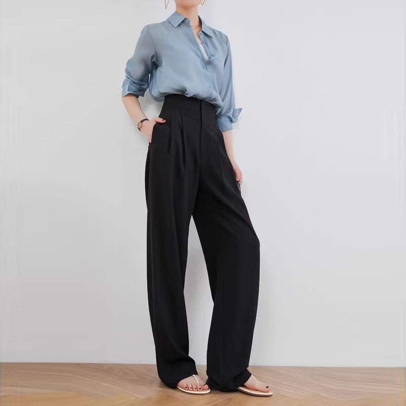 Damen Elegante und lässige High-Waist Stoffhose Echoarchiv