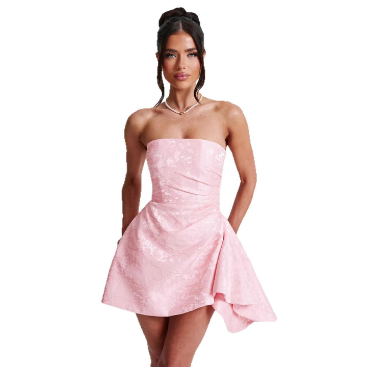 Damen Strapless Abendkleid mit asymmetrischem Saum und blütenförmigem Design Echo Archiv