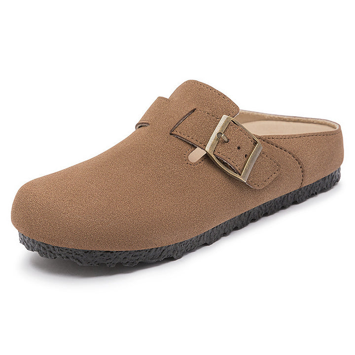 Damen nan gemütliche Nubuk-Slipper Clog mit verstellbarer Messingschnalle und ergonomischem Memory-Fußbett Echo Archiv