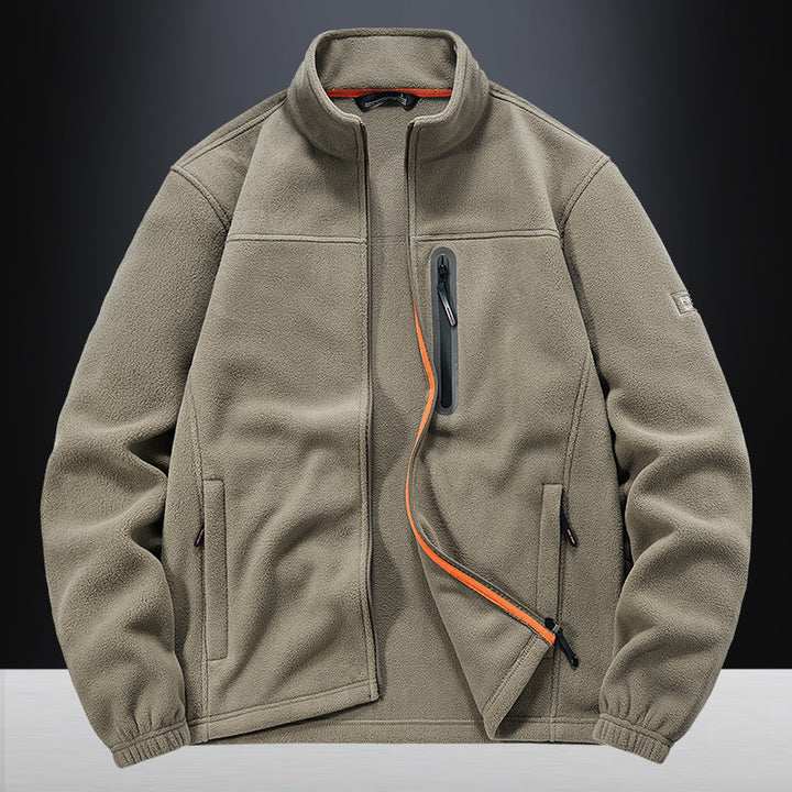 Herren Fleecejacke mit windabweisendem Microfleece, verschweißter Brustreißverschlusstasche und elastischen Bündchen – Cavarno