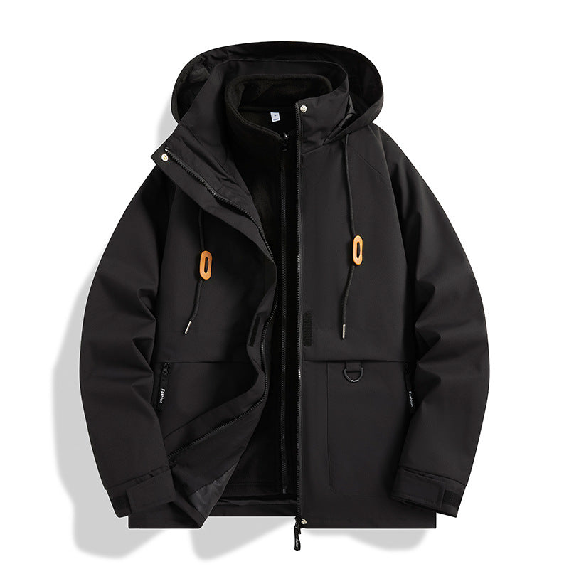 Herren Mehrlagige Softshell-Utilityjacke mit integriertem Fleece-Innenjackett, Kordelzugkapuze und Multifunktions-Taschen Echo Archiv