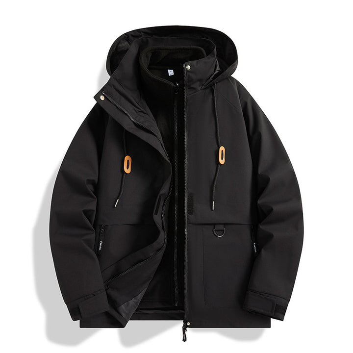 Herren Mehrlagige Softshell-Utilityjacke mit integriertem Fleece-Innenjackett, Kordelzugkapuze und Multifunktions-Taschen Echo Archiv