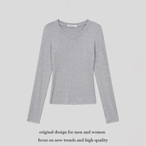 Damen Langarmshirt mit V-Ausschnitt und tailliertem Slim-Fit Echoarchiv