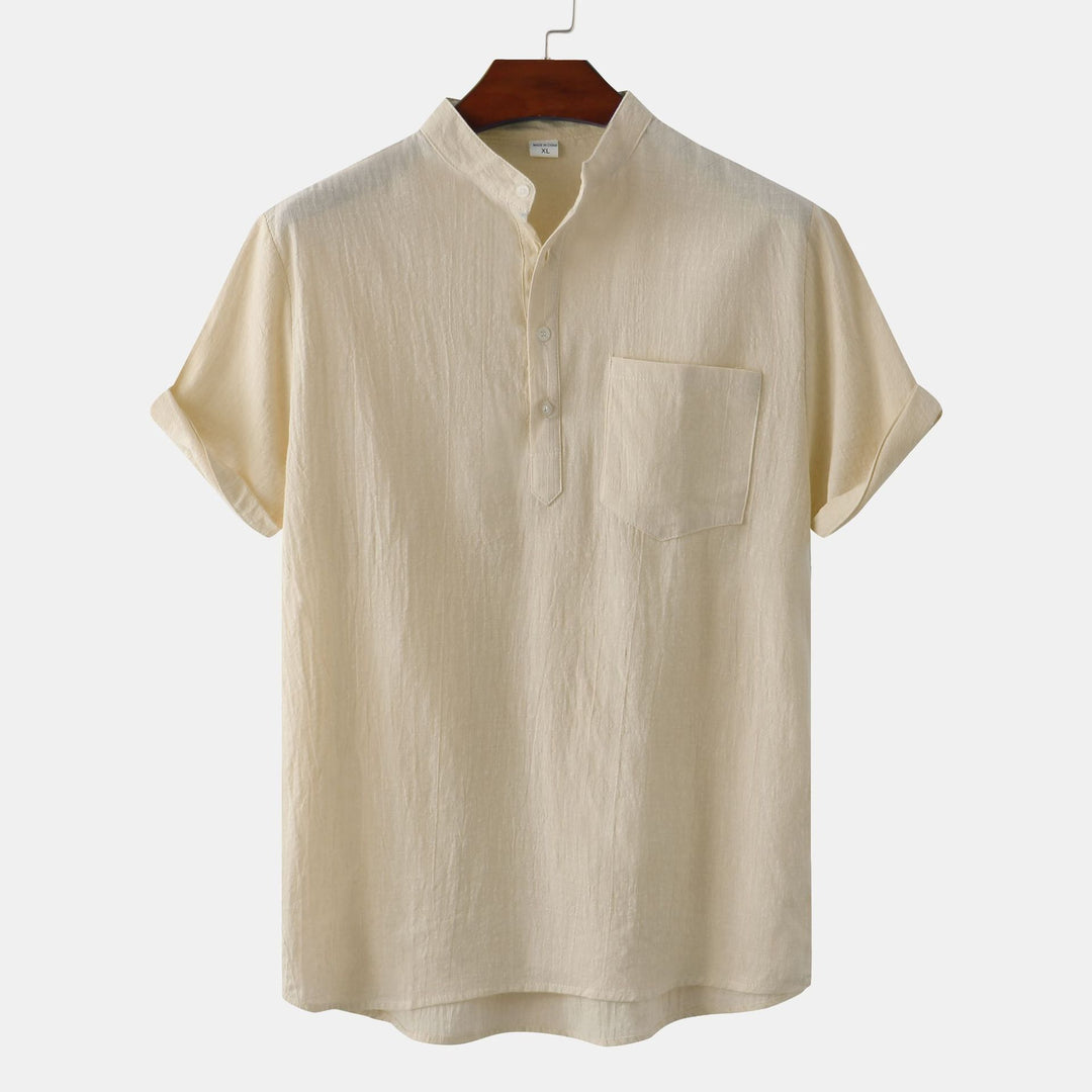 Herren Kurzarmhemd im legeren Henley-Stil mit Brusttasche Echoarchiv