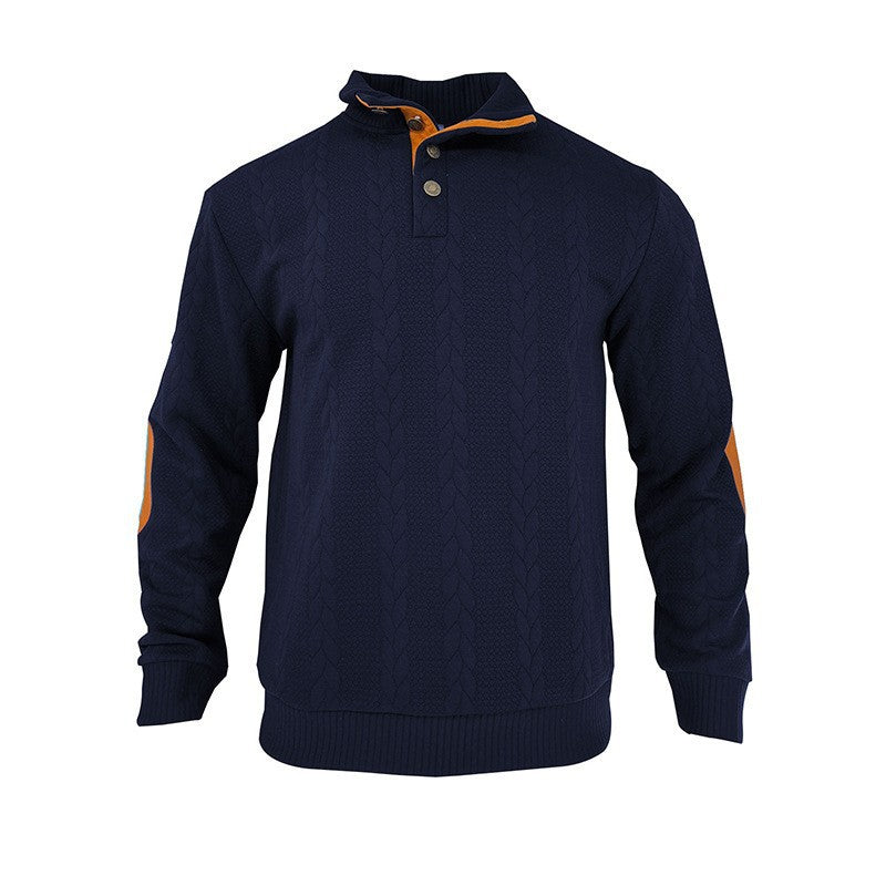 Herren Strickpullover mit hohem Kragen und modischem Zopfdesign Echoarchiv