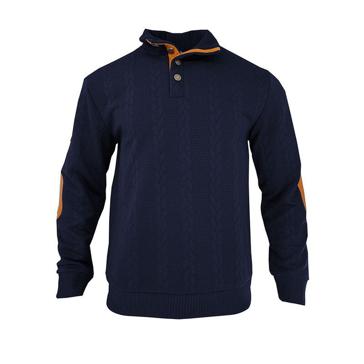 Herren Strickpullover mit hohem Kragen und modischem Zopfdesign Echoarchiv