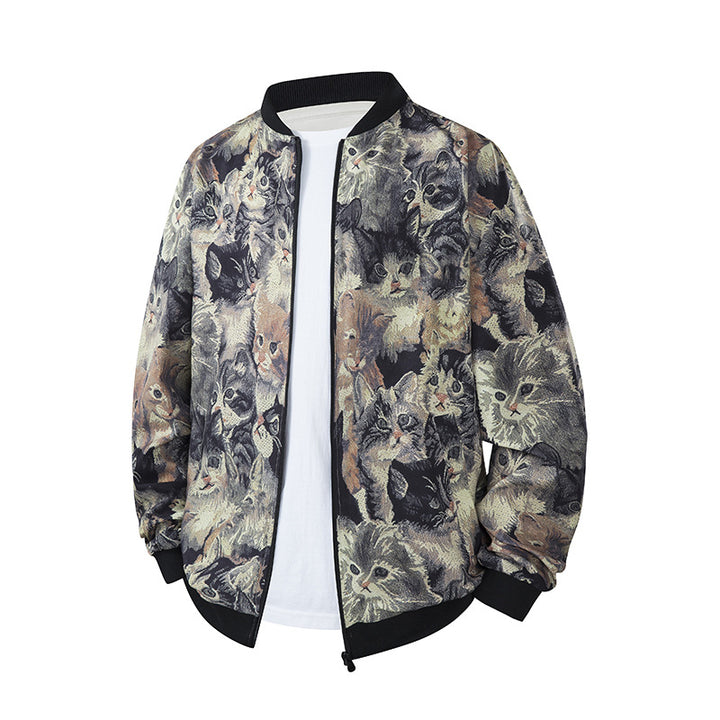 Herren Bomberjacke im Ethno-Print mit leichter Wattierung und geripptem Saum Echo Archiv