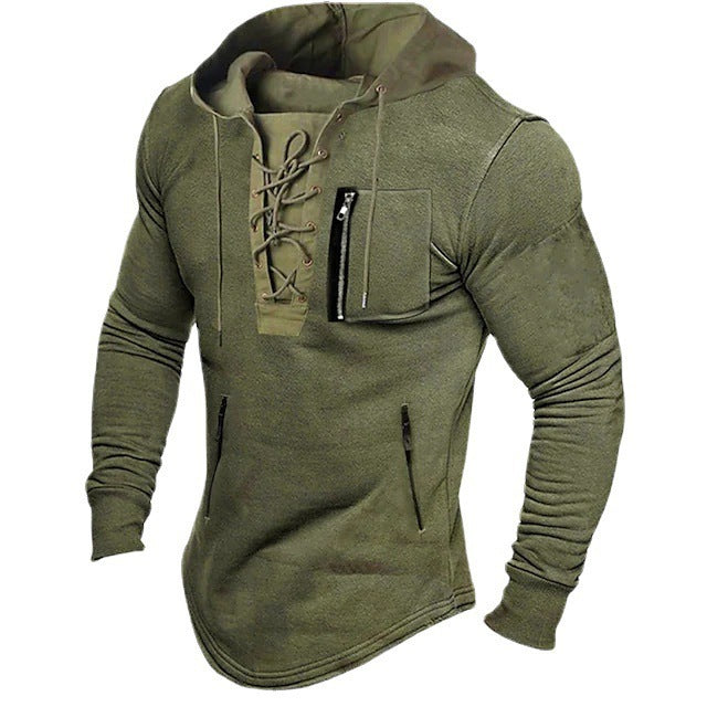 Herren modischer Kapuzenpullover mit einzigartigem Schnürdesign Echoarchiv