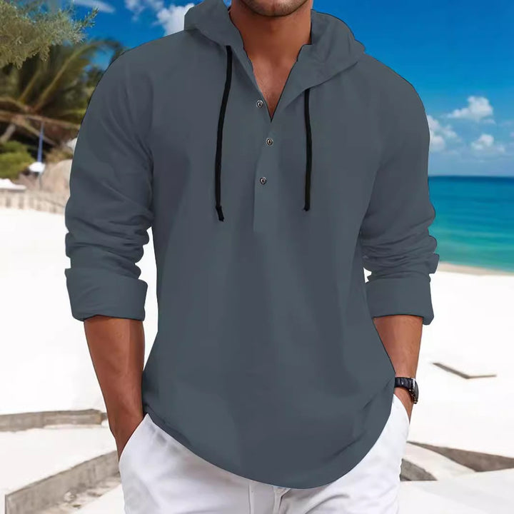 Herren Kapuzen-Hemd mit Knopfleiste und lässigem Design Echoarchiv