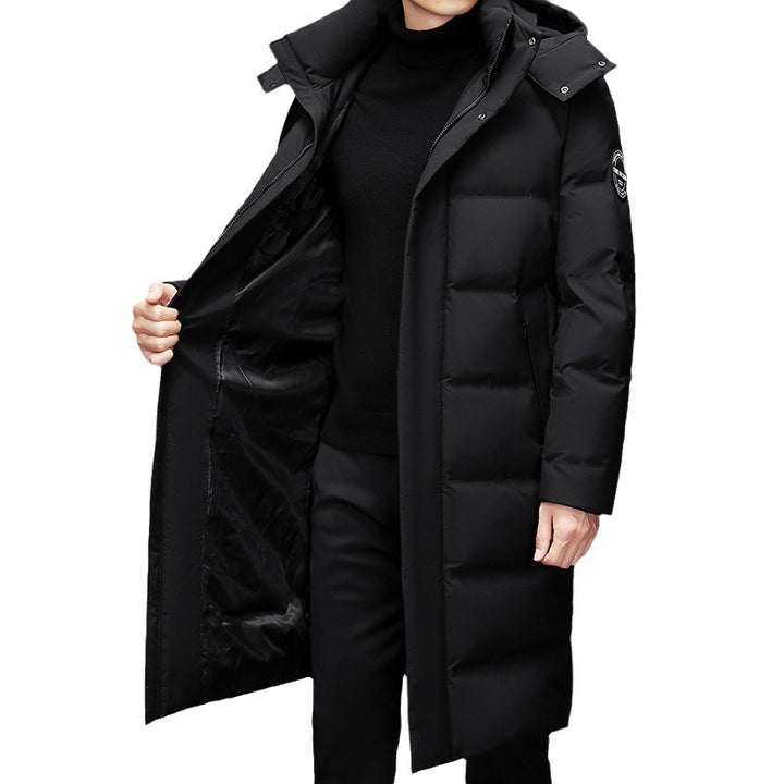 Herren Maxilanger Thermosteppmantel mit hohem Kragen und verdeckter Front Echo Archiv