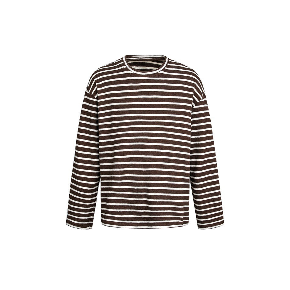 Unisex Gestreifter Breton-Pullover mit Rundhalsausschnitt und Oversize-Schnitt Echoarchiv