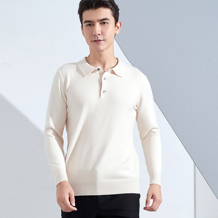 Herren Feiner Langarm-Poloshirt aus Feinstrick mit 3‑Knopf‑Leiste und schmaler Passform Echoarchiv