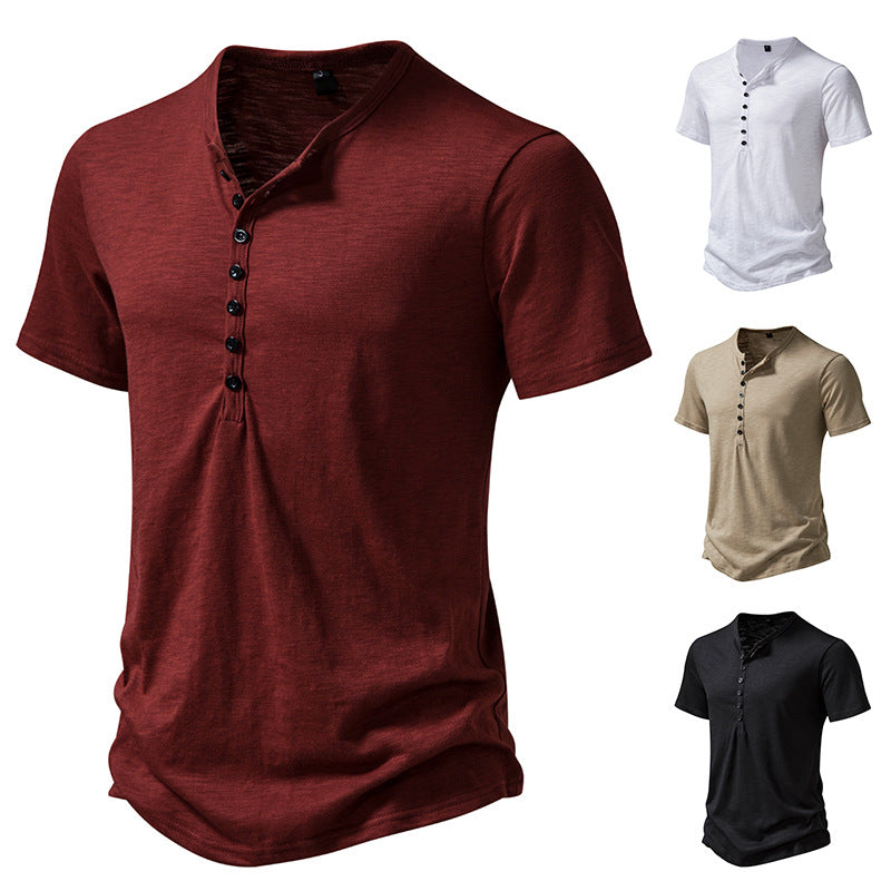 Herren Kurzarm Henley-Shirt mit dekorativer Knopfleiste Echoarchiv