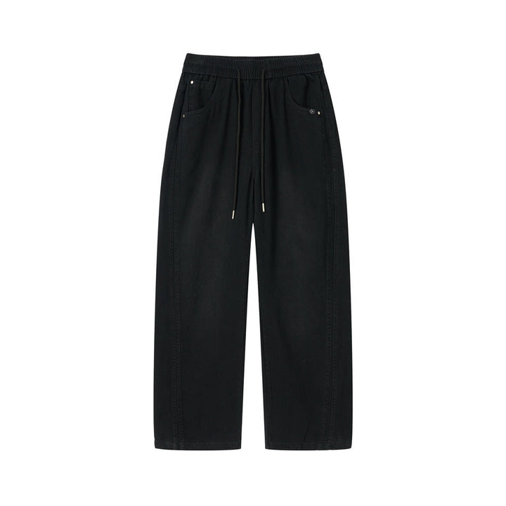 Damen Weite Relaxed-Hose mit elastischem Bund, Kordelzug und Eingrifftaschen Echoarchiv