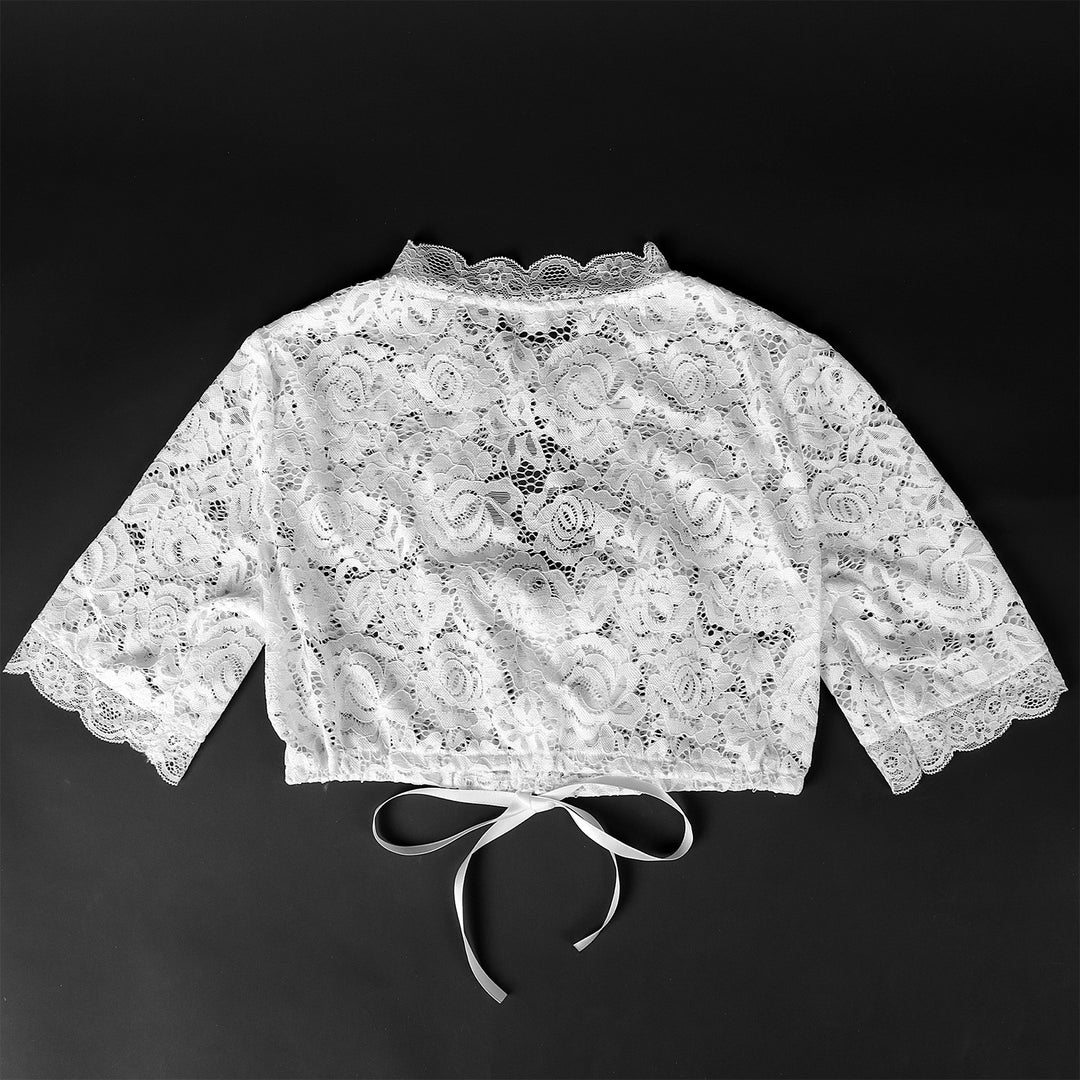 Damen nan Spitzenbolero kurz mit Stehkragen und Bindeband Echo Archiv