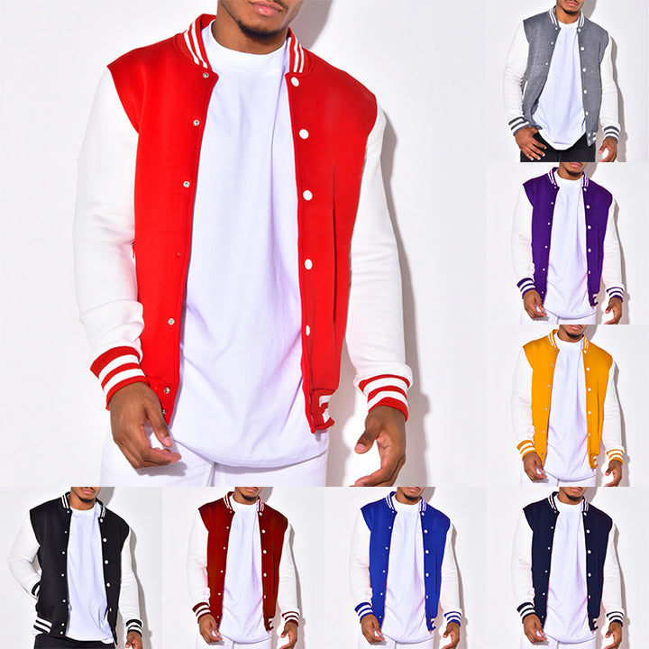 Herren Collegejacke mit kontrastierenden Ärmeln und Druckknopfverschlüssen Echoarchiv