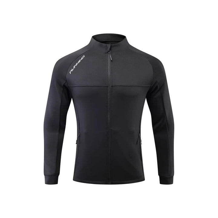 Herren Eng anliegende atmungsaktive Laufjacke mit durchgehendem Reißverschluss und Reißverschlusstaschen – Cavarno