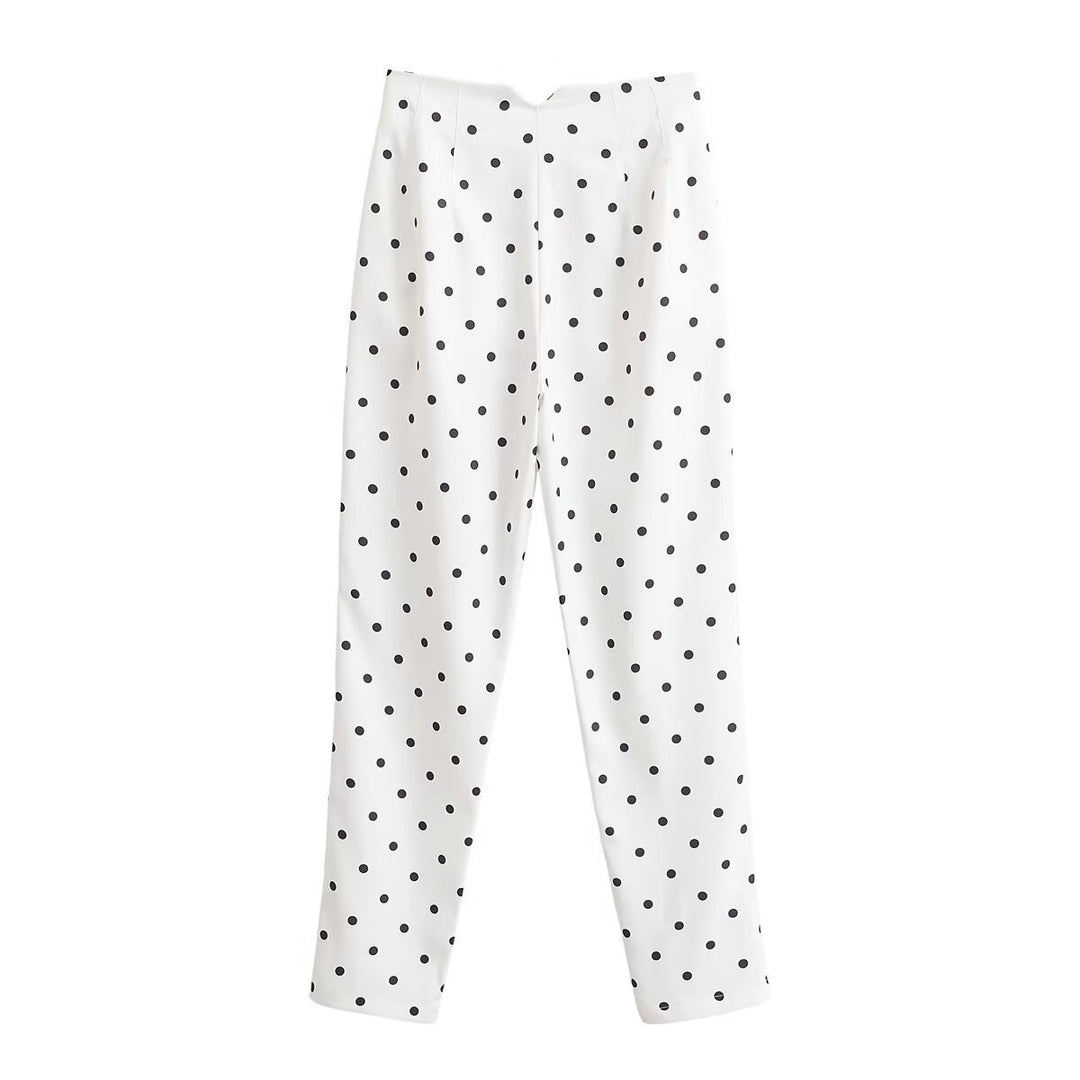 Damen Taillierte Stoffhose mit schmalem Bein, Bundfalten und Pünktchenmuster Echo Archiv