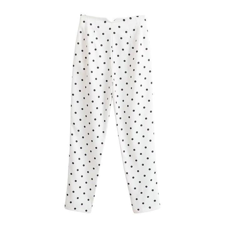 Damen Taillierte Stoffhose mit schmalem Bein, Bundfalten und Pünktchenmuster Echo Archiv