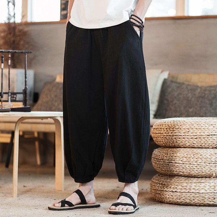 Herren Weite Harem-Loungehose mit elastischem Bund und gerafften Knöchelabschlüssen Echo Archiv