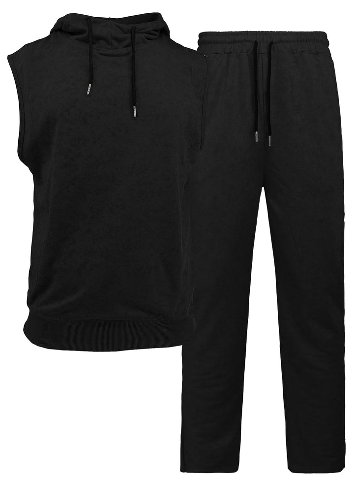 Herren sportliches Hoodie-Set mit ärmellosem Oberteil und bequemer Jogginghose Echoarchiv