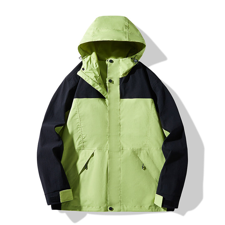 Herren Technische Colorblock Softshell‑Regenjacke mit verstellbarer Kapuze Echo Archiv