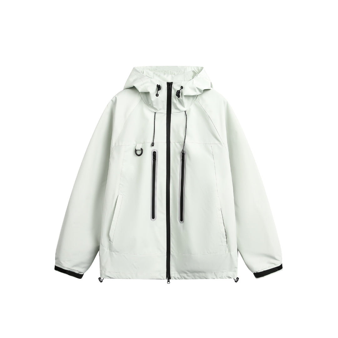 Damen Wasserdichte Parka-Jacke mit Kapuze und versiegelten Reißverschlüssen Echoarchiv