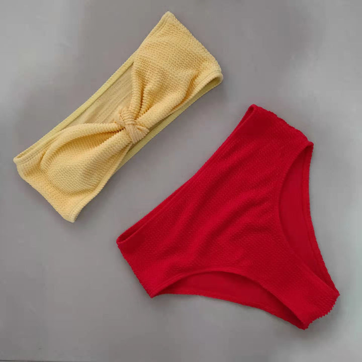Damen Bikini-Set mit strukturierter Oberfläche und modischem Knoten Echo Archiv