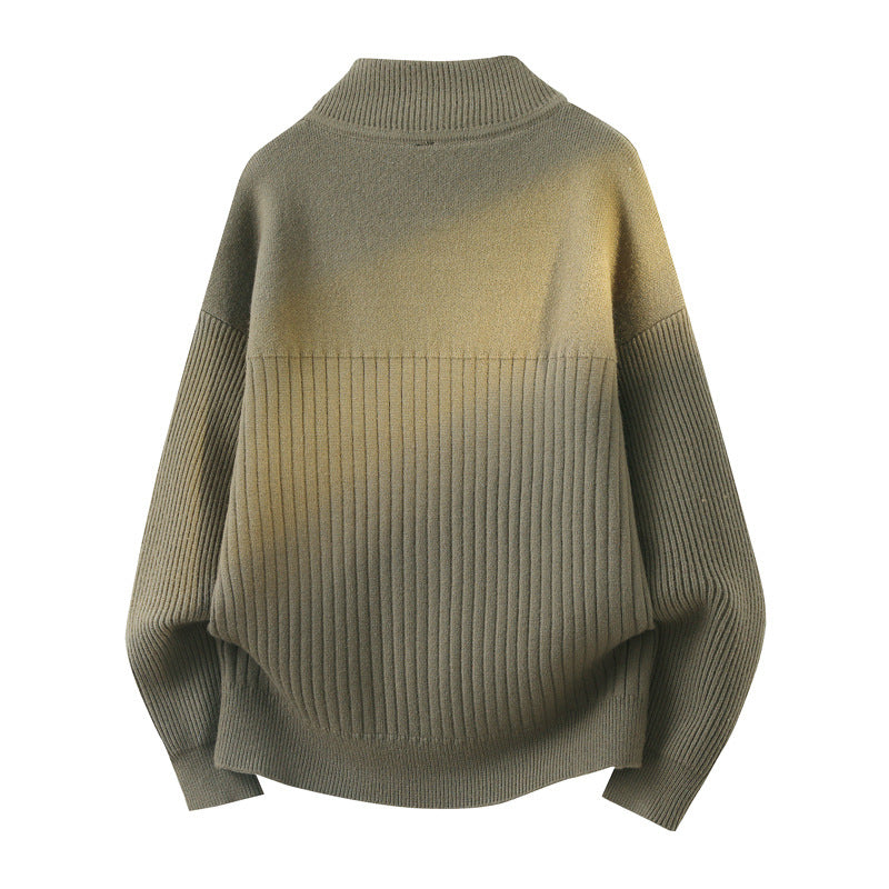 Unisex Oversize Strick-Cardigan mit Stehkragen, durchgehendem Reißverschluss & Struktur-Rippstrick Echoarchiv