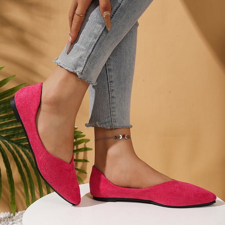 Damen spitze Ballerina-Slipper aus Veloursoptik mit gepolsterter Komfortinnensohle – Lioré
