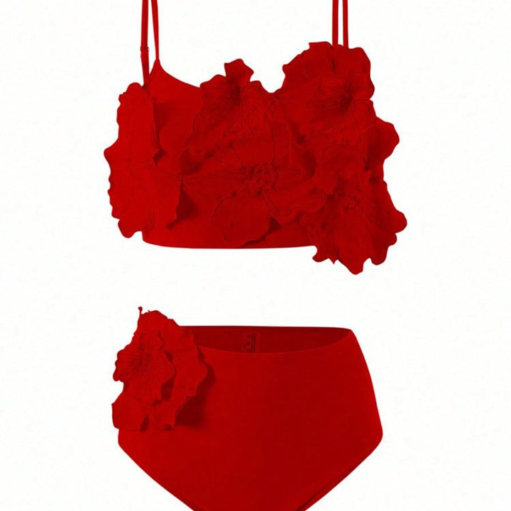 Damen Zweiteiliges Bikini-Set mit floralem Design und hochgeschnittenem Slip Echo Archiv