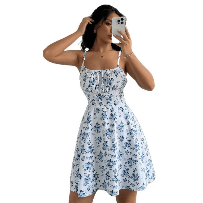 Damen Sommerliches Blümchenkleid mit verstellbaren Spaghettiträgern Echo Archiv